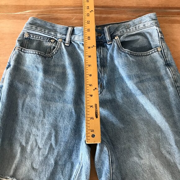 Madewell 90s Straight Jeans Women 27 Blue High Rise Distressed Raw Hem Stretch - Picture 9 of 14